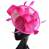 abordables Tocado de Boda-Tocados Plumas Sinamay Boda Fiesta de Noche Elegante Boda Con Pluma Celada Sombreros