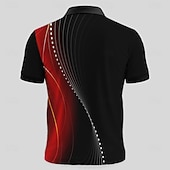 baratos Men's Geometric Polo-Men's Geometic Line Zip Polo Shirts Short Sleeve Polo Shirts Collared Shirts Business Casual Business Athleisure Wear to work Daily Wear 3D Print Summer Red Blue Purple