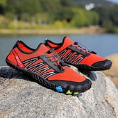 economico Sneakers Casual-scarpe da ginnastica da uomo a piedi nudi - rosso brillante, suola robusta, design senza lacci - perfette per escursioni e avventure all'aria aperta