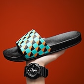 abordables Sandales décontractées-sandales à enfiler géométriques vibrantes pour hommes – chaussures d&#039;été décontractées pour la plage et la piscine