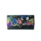 abordables Bolsos de mano y de noche-Cartera de piel sintética con estampado de mariposas y flores para mujer, con cadena, se puede llevar al hombro o cruzada, bolsillos con cremallera de varios compartimentos, adecuada para reuniones diarias y eventos de fiesta por la noche