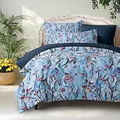 billiga 100% bomull-Blommig Duvet-set 100% Bomull Mjuk och Andningsbar Sängkläder med Färgglada Glasblommor Lätt och Hållbar Täcke Bekväm för alla säsonger Lätt att ta hand om