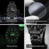 economico Orologi al quarzo-Orologio di Lusso Brand OPK Orologio in Acciaio Inossidabile Business Doppio Calendario Impermeabile Orologio da Uomo Multi Funzione Luce Notturna