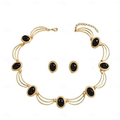 voordelige Sieradensets-Sieradenset 1 set Legering 1 Ketting Oorbellen Dames Modieus Sieraden set Voor Feest Bruiloft gast