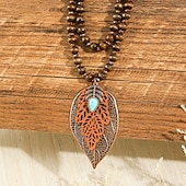 abordables Colliers et pendentifs-Femmes Collier ancien Rue Feuille Colliers