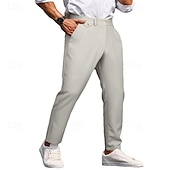 baratos Magro-Homens Social Calças chinês Botões Bolsos Tecido Conforto Formal Festa Trabalho Moda Estilo Clássico Exército verde Preto Micro-Elástica