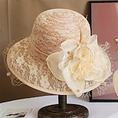 billiga Festhattar-Hattar polyester solhatt semester teparty hästkapplöpning cocktail elegant vintage solskydd med fjäder blommigt huvudbonad