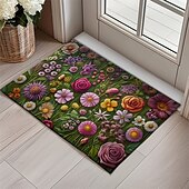 billige Dørmatter-Blomstrende Dørmatte Kjøkkenmatte Gulvmatte Non-Slip Område Teppe Olje Bevis Teppe Innendørs Utendørs Matte Soverom Dekor Bad Matte Inngangsteppe Vår Sommer