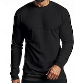 preiswerte Basic-T-Shirts-Herren T Shirt T-Shirt Langarmshirt Langarm Rundhalsausschnitt Sommer Frühling Einfach Mode Designer Basic Jacquard Urlaub Straße Ausgehen Schwarz Weiß Khaki Top T-Shirt für Herren