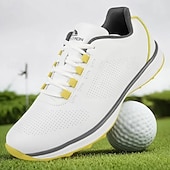 preiswerte Herren Golfschuhe-Herren Performance Golf Sneaker in Weiß mit roten Schnürsenkeln, atmungsaktive Mikrofaser, ideal für Amateurgolfer