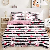 baratos 100% algodão-Capa de Edredom Romântica Tamanho King Conjunto de Roupas de Cama Conjuntos de Cama Capa de Cobertor Macia Leve Capa de Cobertor com 2 Capas de Travesseiro para Verão Primavera