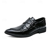 baratos Formal-sapatos formais masculinos estilo monge em couro sintético com padrão de crocodilo brilhante, design elegante com fecho de fivela para eventos empresariais e formais