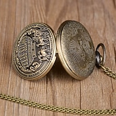 baratos RELÓGIO DE BOLSO-Relógio de bolso quartz masculino e feminino com distintivo de carruagem de cowboy ocidental 1913 Melhor presente de festival Relógio para estudantes