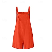 preiswerte Hose-Damen Normal Leinen-inspirierte Hosen Lässig Einfarbig Ärmellos U-Ausschnitt Knöpfe Täglich Ausgehen Normale Passform Schwarz Blau Fuchsie Sommer