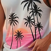 economico Canotte da palestra-Per uomo Canotta Maglietta smanicata Canottiera Maglietta senza maniche Senza Maniche Girocollo Estate Albero di Cocco Sport Moda Confortevole Stampato Casuale Spiaggia Palestra Blu Rosa Maglietta