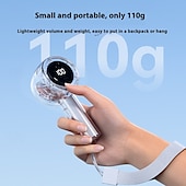 abordables Ventilateurs-Ventilateur mini compact avec écran LED et torche – Ventilateur rechargeable USB à 5 vitesses pour les voyages en intérieur et extérieur
