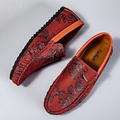abordables Chaussures sans lacets &amp; mocassins-Mocassins brodés de fleurs pour hommes en daim jaune - des chaussures élégantes à enfiler parfaites pour les sorties décontractées et les événements artistiques