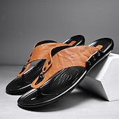 preiswerte Urlaubsandalen-Moderne Flip-Flops aus hellbraunem Kunstleder für Herren mit doppelten Aussparungen und verstellbaren Riemen – vielseitiges Schuhwerk für Komfort im Alltag