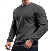 preiswerte Basic-T-Shirts-Herren T Shirt T-Shirt Langarmshirt Langarm Rundhalsausschnitt Sommer Frühling Einfach Mode Designer Basic Jacquard Urlaub Straße Ausgehen Schwarz Weiß Khaki Top T-Shirt für Herren