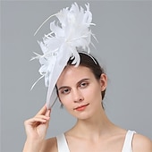 baratos Capacete de Casamento-Peça para Cabeça Sinamay Casamento Festa de Noite Elegante Casamento Com Penas Capacete Chapéu