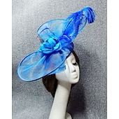 abordables Fascinators-Fascinateurs chapeau en filet voile mariage course de chevaux avec pièce florale en plumes