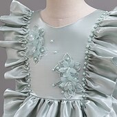 preiswerte Partykleider-Kleinkind Mädchen Partykleid Blumen Ärmellos Hochzeit Party Gerafft Reißverschluss Knotenbinde Niedlich Prinzessin Polyester Knielang Partykleid Sommer Frühling Herbst 4-7 Jahre Weiß Champagner