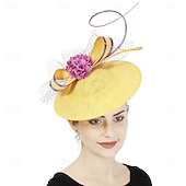 abordables Fascinators-accessoire Imitation Lin Mariage Soirée Élégant Mariage Avec Fleur Casque Couvre-chef