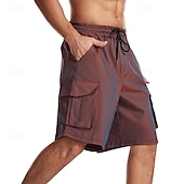 cheap Classic-Men&#039;s Cargo Shorts Shorts Bermuda shorts Casual Shorts Baggy Multi Pocket Straight Leg Plain Breathable Moisture Wicking Knee Length Outdoor Casual Running Fashion Streetwear Red Blue Micro-elastic