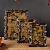 cheap Picture Frames-Curved Resin Decorative Photo Frame, Vintage Faux Walnut Art Design, Horizontal and Vertical Display, Entryway, Bedroom, Study, and Office Table Decor Photo Frame