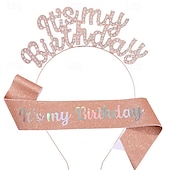 voordelige Verjaardagsfeest Benodigdheden-verjaardagsfeestje modieuze verjaardagsversieringen 2-delige set voor meisjes en vrouwen hoofdband en sjerp met &#039;it&#039;s my birthday&#039; verkrijgbaar in meerdere kleurencombinaties