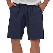 economico Classico-Per uomo Shorts Shorts di Lino Pantaloncini Estivi Shorts da Spiaggia Coulisse Elastico in vita Tasca Frontale Semplice Comodità Traspirante Lunghezza al ginocchio All&#039;aperto Lavoro Quotidiano Moda
