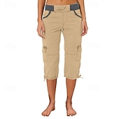 economico pantaloni cargo da donna-Per donna Pantaloni capri Pantaloni da paracadute Moda Streetwear Lunghezza al polpaccio Naturale Blocco di colori Coulisse Tasca Comodo All'aperto Confortevole Streetwear Uscire Rosso arancione