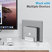 baratos Suportes &amp; Bases de Arrefecimento-suporte de mesa duplo com dock ajustável versão dock de até 17,3 polegadas suporte vertical para laptop