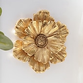 cheap Wall Sculptures-Vintage Large Flower Wall Decor, Gold Silver White Resin Wall Hanging, 3D Floral Wall Art for Home, Living Room, Bedroom Decoration