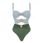 voordelige Eendelige badpakken-Dames Zwemkleding Een stukje 2 stuks Zwempak Lapwerk Tropisch Strand Kleding Kleurenblok U-hals Mouwloos Badpakken