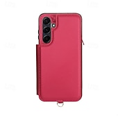 Недорогие Чехлы для Samsung-телефон Кейс для Назначение SSamsung Galaxy S24 Ultra Plus S24 ФЭ S23 S22 S21 S20 Ultra Plus FE S25 S25 Плюс S25 Ультра Кейс на заднюю панель со стендом Молния с ремешком Ретро ТПУ Кожа PU