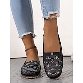 preiswerte Damenhausschuhe und -halbschuhe-Damen-Slipper mit Strasssteinen – glitzernde, ausgehöhlte flache Schuhe zum Gehen und Autofahren