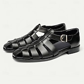 cheap Premium Leather Sandals-Men&#039;s Classic Brown Leather Fisherman Sandals - Versatile Summer Footwear for Casual Outings