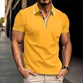 cheap Men&#039;s Classic Polo-Men&#039;s Golf Shirt Golf Polos Shirts Work Casual Lapel Short Sleeve Basic Modern Plain Patchwork Buttons Summer Regular Fit White Yellow Pink Green Golf Shirt