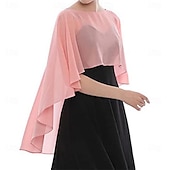 abordables enveloppes d&#039;invité de mariage-Écharpe Femme Élégant Sans manches Chiffon Boléros de Mariage Avec Couleur unie Pour Soirée Printemps &amp; Été