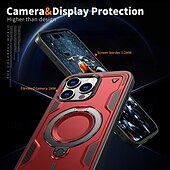 お買い得  iPhone用ケース-電話 ケース 用途 iPhone 16 Pro Max プラス iPhone 15 プロマックスプラス iPhone 14 13 12 Pro Max Plus バックカバー スタンド付き 磁石バックル ワイヤレス充電をサポート レトロ風 TPU PC