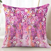 baratos estilo floral e plantas-Capa Decorativa de Almofadas com Flores Bonitas 1PC Capa de Cushion Quadrada Suave para Sofá Capa de Travesseiro para Quarto Sala de Estar