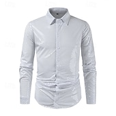 economico camicia da uomo con bottoni-Per uomo Camicia Camicia Estiva Camicia casual Camicia da Spiaggia Camicia con Bottoni Bianco Manica Lunga Semplice Bavero Vacanza Camicia hawaiana Bottonato Abbigliamento Poliestere Moda Casual