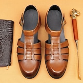 cheap Premium Leather Sandals-Men&#039;s Leather Fisherman Sandals - Breathable Summer Closed-Toe Sandals for Casual &amp; Outdoor Wear