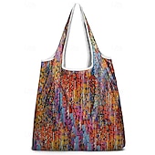 cheap Handbag &amp; Totes-Large Capacity Foldable Shopping Bag – Reusable Floral Print Tote, Eco-Friendly Lightweight Grocery Bag for Women, Travel, and Daily Use