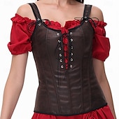 olcso Fűzők-Retró Középkori Reneszánsz Fűző Prsluk Bustier Női Kelta Fantasy Mindszentek napja Farsang Álarcos mulatság Parti Alkalmi / Napi LARP Felnőttek Fűző