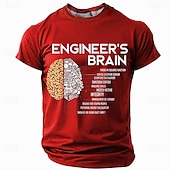 billiga Roliga T-shirts för män-Herr Rolig Ingenjör T-shirt Kortärmad T-shirt 3D-tryck Rund hals Skjorta Mode Dagligen Gata Dagligen Svart Rubinrött Blå Sommar Vår Kläder S M L XL XXL XXXL