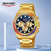 cheap Quartz Watches-SKMEI Men&#039;s Watch with Diamond Studded Rainbow Circle Three Eye Six Pin Multifunctional Quartz Watch