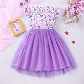 economico Costumi da Ragazza-Settimana del libro 2026 Vestito per bambine Unicorno Manica corta Moda casual per esterni Adorabile Abito casual lungo fino al ginocchio in poliestere Abito trapezio Estate 4 anni+ Rosa chiaro Bianco Rosa