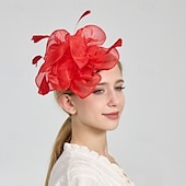 voordelige bruiloft facinators-Helm Organza Bruiloft Avond Feest Elegant Bruiloft Met Pure Kleur Helm Hoofddeksels